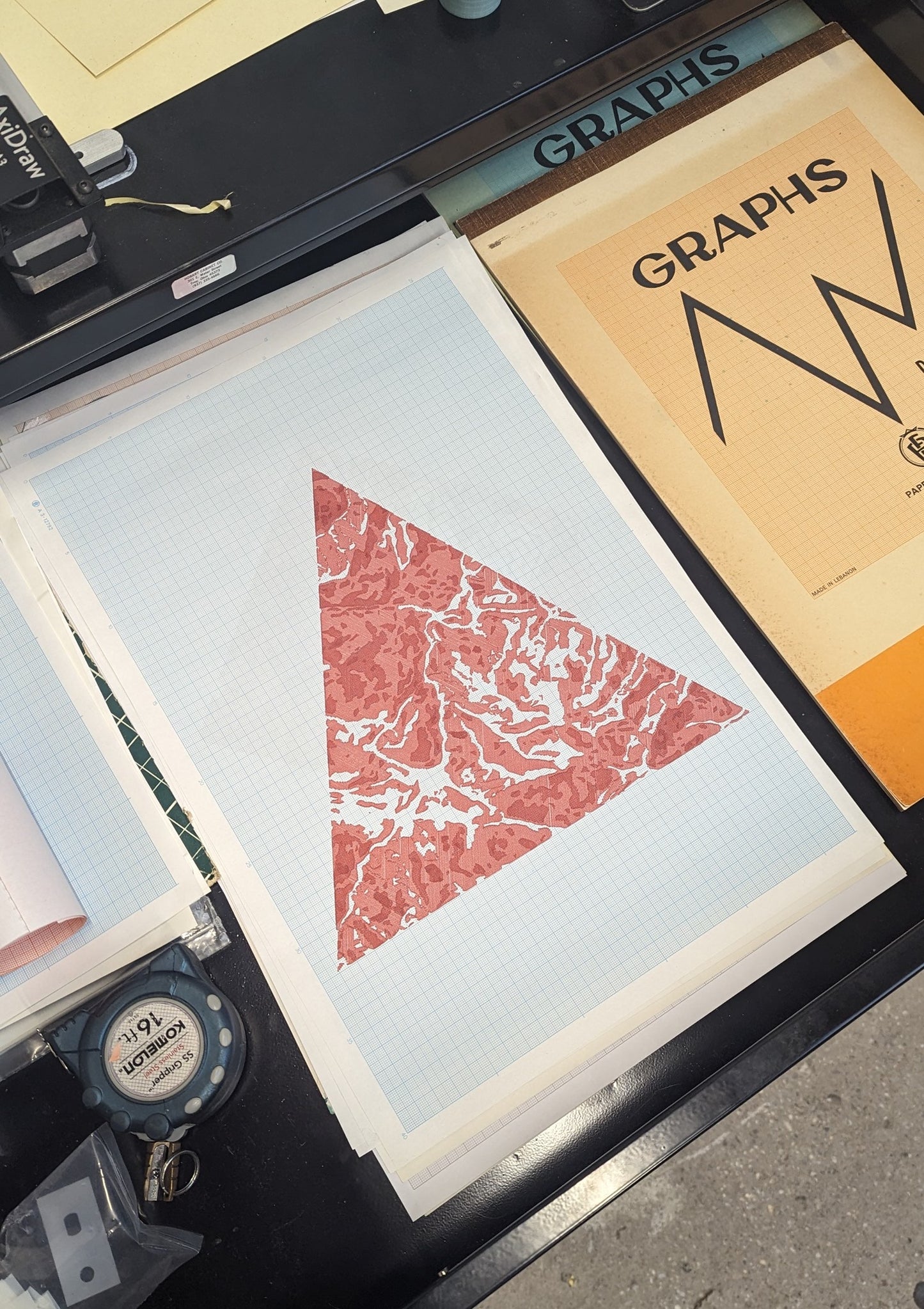 Kachin 01 Plotter Drawing - A3 vintage graph paper