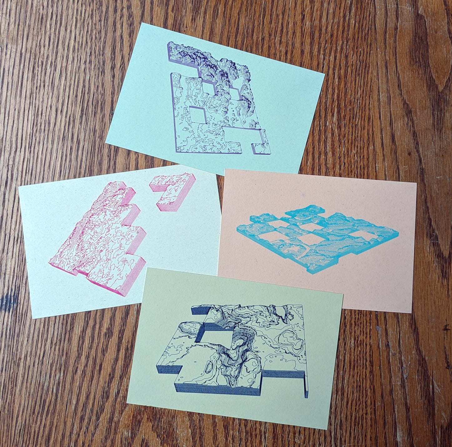 Abstract Topography Postcard Surprise Set