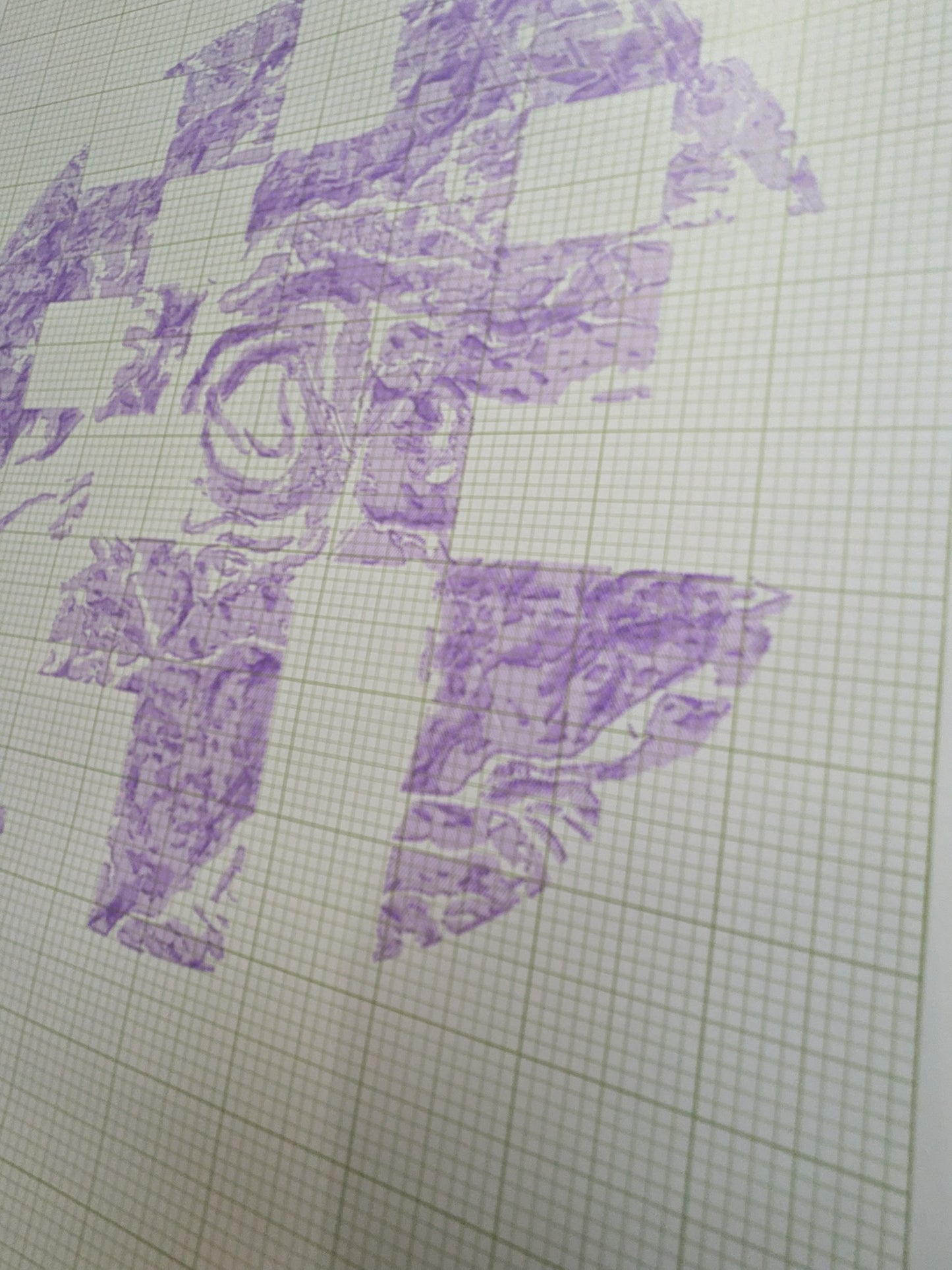Abstracted Panguna Plotter Drawing on Vintage Graph Paper