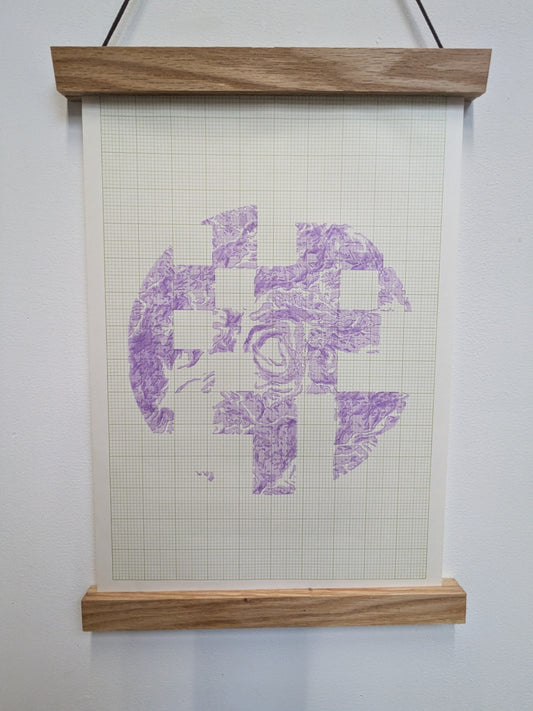 Abstracted Panguna Plotter Drawing on Vintage Graph Paper